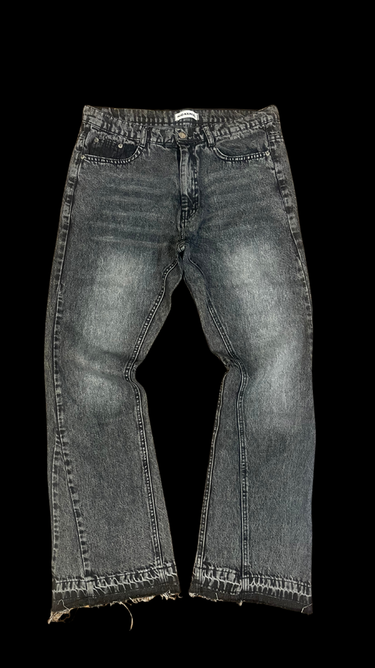 Basic Flare Denim Jeans Ash-Black